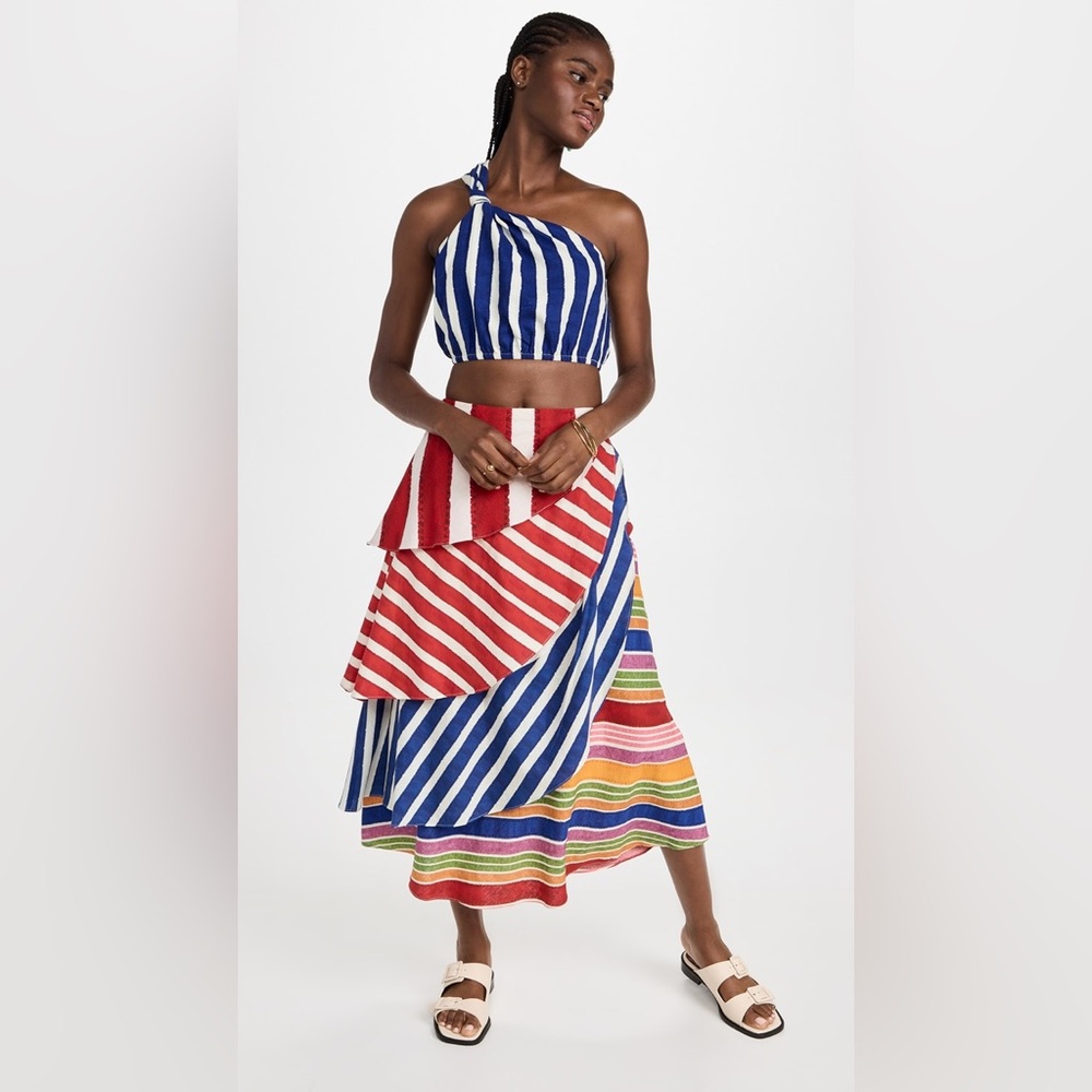 Farm Rio Set (Skirt & Top) Amazing Stripes Frilled Mi… - Gem